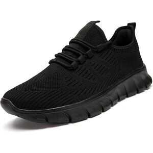 Women Black Running Tennis Walking Shoes Lightweight Slip On Workout Sneakers
